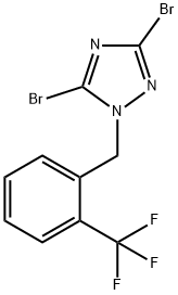 3,5-dibromo-1-{[2-(trifluoromethyl)phenyl]methyl}-1H-1,2,4-triazole Struktur