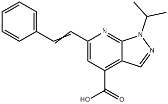 1-Isopropyl-6-styryl-1H-pyrazolo[3,4-b]pyridine-4-carboxylic acid Struktur