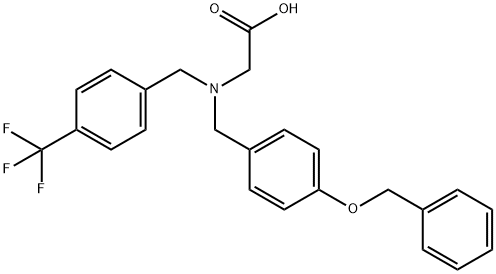 2-({[4-(benzyloxy)phenyl]methyl}({[4-(trifluoromethyl)phenyl]methyl})amino)acetic acid Struktur