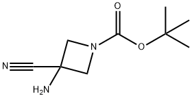 1-Azetidinecarboxylic acid, 3-amino-3-cyano-, 1,1-dimethylethyl ester Struktur