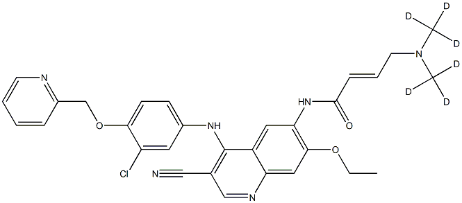 (E)-4-[bis(trideuteriomethyl)amino]-N-[4-[3-chloro-4-(pyridin-2-ylmethoxy)anilino]-3-cyano-7-ethoxyquinolin-6-yl]but-2-enamide Struktur