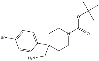 4-Aminomethyl-4-(4-bromo-phenyl)-piperidine-1-carboxylic acid tert-butyl ester Struktur