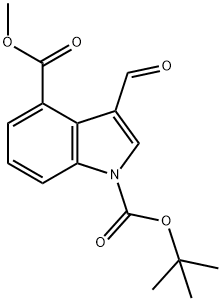 3-Formyl-indole-1,4-dicarboxylic acid 1-tert-butyl ester 4-methyl ester Struktur