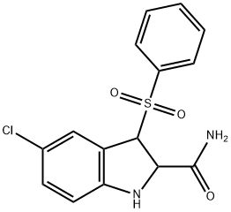 3-Benzenesulfonyl-5-chloro-2,3-dihydro-1H-indole-2-carboxylic acid amide Struktur