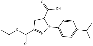 3-(ethoxycarbonyl)-1-[4-(propan-2-yl)phenyl]-4,5-dihydro-1H-pyrazole-5-carboxylic acid Struktur