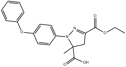 3-(ethoxycarbonyl)-5-methyl-1-(4-phenoxyphenyl)-4,5-dihydro-1H-pyrazole-5-carboxylic acid Struktur