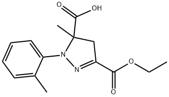 3-(ethoxycarbonyl)-5-methyl-1-(2-methylphenyl)-4,5-dihydro-1H-pyrazole-5-carboxylic acid Struktur