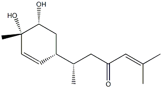 2-Hepten-4-one,6-[(1R,4S,5R)-4,5-dihydroxy-4-methyl-2-cyclohexen-1-yl]-2-methyl-, (6S)- Struktur