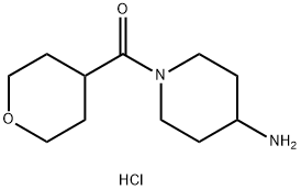 (4-Aminopiperidin-1-yl)(tetrahydro-2H-pyran-4-yl)methanone hydrochloride Struktur