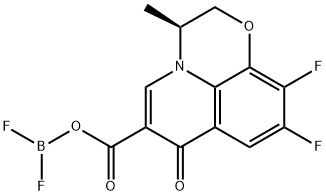 (S)-6-(((difluoroboryl)oxy)carbonyl)-9,10-difluoro-3-methyl-2H-[1,4]oxazino[2,3,4-ij]quinolin-7(3H)-one Struktur