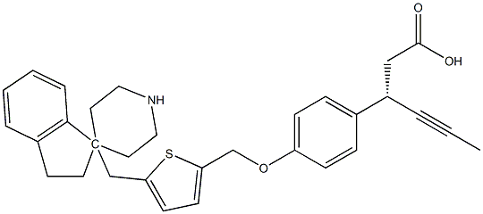 (S)-3-(4-((5-((2,3-DIHYDROSPIRO[INDENE-1,4-PIPERIDIN]-1-YL)METHYL)THIOPHEN-2-YL)METHOXY)PHENYL)HEX-4-YNOIC ACID Struktur