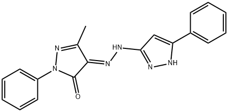 5-methyl-2-phenyl-4-[(3-phenyl-1H-pyrazol-5-yl)hydrazono]-2,4-dihydro-3H-pyrazol-3-one Struktur