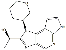 (R)-1-(1-((S)-TETRAHYDRO-2H-PYRAN-3-YL)-1,6-DIHYDROIMIDAZO[4,5-D]PYRROLO[2,3-B]PYRIDIN-2-YL)ETHANOL Struktur