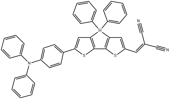 2-(6-(4-(diphenylamino)phenyl)-4,4'-diphenyl-dithieno[3,2-b :2',3'-d ]silol-2-yl)-methylene-malononitrile Struktur