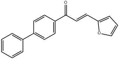 (2E)-1-{[1,1-biphenyl]-4-yl}-3-(furan-2-yl)prop-2-en-1-one Struktur