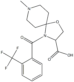 8-methyl-4-[2-(trifluoromethyl)benzoyl]-1-oxa-4,8-diazaspiro[4.5]decane-3-carboxylic acid Struktur