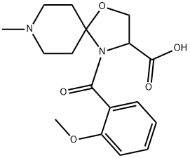 4-(2-methoxybenzoyl)-8-methyl-1-oxa-4,8-diazaspiro[4.5]decane-3-carboxylic acid Struktur