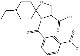 8-ethyl-4-(3-nitrobenzoyl)-1-oxa-4,8-diazaspiro[4.5]decane-3-carboxylic acid Struktur