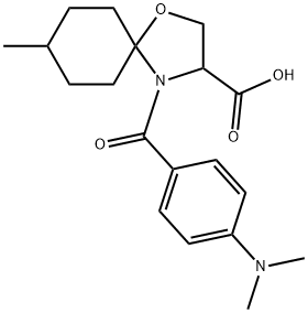 4-[4-(dimethylamino)benzoyl]-8-methyl-1-oxa-4-azaspiro[4.5]decane-3-carboxylic acid Struktur