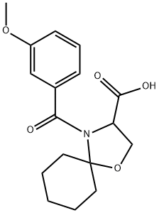 4-(3-methoxybenzoyl)-1-oxa-4-azaspiro[4.5]decane-3-carboxylic acid Struktur