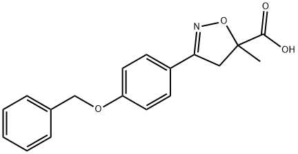 3-[4-(benzyloxy)phenyl]-5-methyl-4,5-dihydro-1,2-oxazole-5-carboxylic acid Struktur