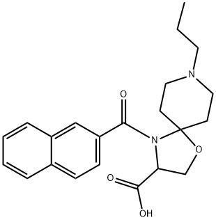 4-(naphthalene-2-carbonyl)-8-propyl-1-oxa-4,8-diazaspiro[4.5]decane-3-carboxylic acid Struktur