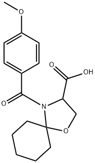 4-(4-メトキシベンゾイル)-1-オキサ-4-アザスピロ[4.5]デカン-3-カルボン酸 化學構造式