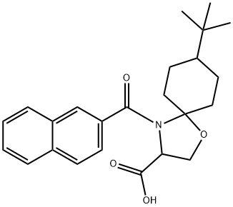 8-tert-butyl-4-(naphthalene-2-carbonyl)-1-oxa-4-azaspiro[4.5]decane-3-carboxylic acid Struktur