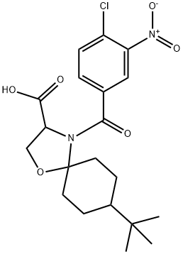 8-tert-butyl-4-(4-chloro-3-nitrobenzoyl)-1-oxa-4-azaspiro[4.5]decane-3-carboxylic acid Struktur