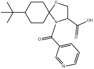 8-tert-butyl-4-(pyridine-3-carbonyl)-1-oxa-4-azaspiro[4.5]decane-3-carboxylic acid Struktur