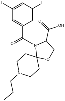 4-(3,5-difluorobenzoyl)-8-propyl-1-oxa-4,8-diazaspiro[4.5]decane-3-carboxylic acid Struktur