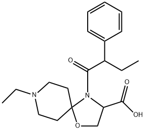 8-ethyl-4-(2-phenylbutanoyl)-1-oxa-4,8-diazaspiro[4.5]decane-3-carboxylic acid Struktur