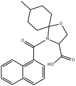 8-methyl-4-(naphthalene-1-carbonyl)-1-oxa-4-azaspiro[4.5]decane-3-carboxylic acid Struktur