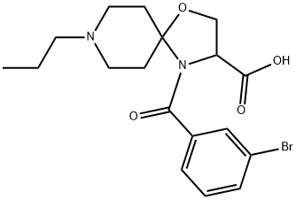 4-(3-bromobenzoyl)-8-propyl-1-oxa-4,8-diazaspiro[4.5]decane-3-carboxylic acid Struktur