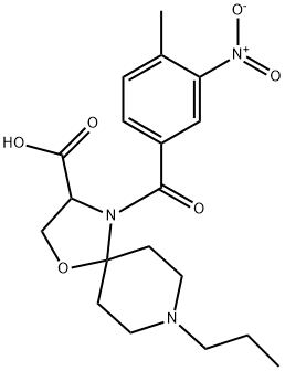 4-(4-methyl-3-nitrobenzoyl)-8-propyl-1-oxa-4,8-diazaspiro[4.5]decane-3-carboxylic acid Struktur