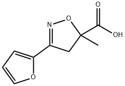 3-(furan-2-yl)-5-methyl-4,5-dihydro-1,2-oxazole-5-carboxylic acid Struktur