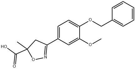 3-[4-(benzyloxy)-3-methoxyphenyl]-5-methyl-4,5-dihydro-1,2-oxazole-5-carboxylic acid Struktur