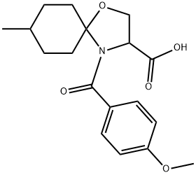 4-(4-methoxybenzoyl)-8-methyl-1-oxa-4-azaspiro[4.5]decane-3-carboxylic acid Struktur