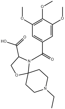 8-ethyl-4-(3,4,5-trimethoxybenzoyl)-1-oxa-4,8-diazaspiro[4.5]decane-3-carboxylic acid Struktur