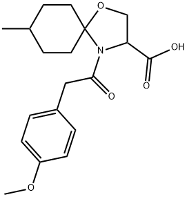 4-[2-(4-methoxyphenyl)acetyl]-8-methyl-1-oxa-4-azaspiro[4.5]decane-3-carboxylic acid Struktur