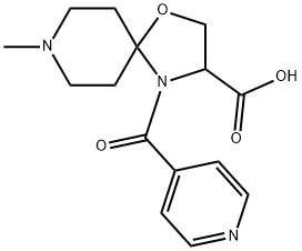 8-methyl-4-(pyridine-4-carbonyl)-1-oxa-4,8-diazaspiro[4.5]decane-3-carboxylic acid Struktur