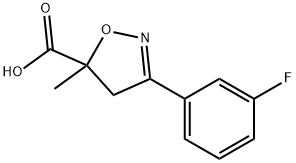 3-(3-fluorophenyl)-5-methyl-4,5-dihydro-1,2-oxazole-5-carboxylic acid Struktur