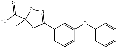 5-methyl-3-(3-phenoxyphenyl)-4,5-dihydro-1,2-oxazole-5-carboxylic acid Struktur