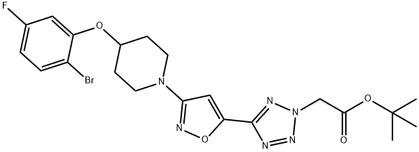 tert-butyl2-(5-(3-(4-(2-bromo-5-fluorophenoxy)piperidin-1-yl)isoxazol-5-yl)-2H-tetrazol-2-yl)acetate Struktur