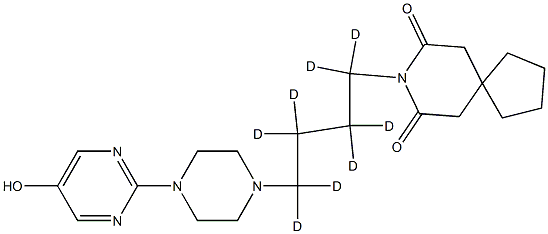 8-[1,1,2,2,3,3,4,4-octadeuterio-4-[4-(5-hydroxypyrimidin-2-yl)piperazin-1-yl]butyl]-8-azaspiro[4.5]decane-7,9-dione Struktur