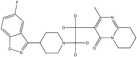 2-methyl-3-[1,1,2,2-tetradeuterio-2-[4-(5-fluoro-1,2-benzoxazol-3-yl)piperidin-1-yl]ethyl]-6,7,8,9-tetrahydropyrido[1,2-a]pyrimidin-4-one Struktur