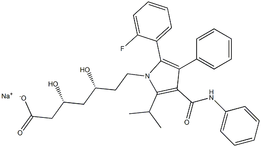 sodium:(3R,5R)-7-[2-(2-fluorophenyl)-3-phenyl-4-(phenylcarbamoyl)-5-propan-2-ylpyrrol-1-yl]-3,5-dihydroxyheptanoate Struktur