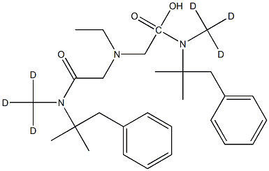 2-[2-hydroxyethyl-[2-[(2-methyl-1-phenylpropan-2-yl)-(trideuteriomethyl)amino]-2-oxoethyl]amino]-N-(2-methyl-1-phenylpropan-2-yl)-N-(trideuteriomethyl)acetamide Struktur