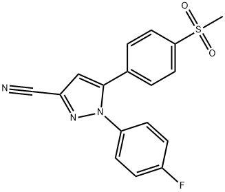 1-(4-fluorophenyl)-5-[4-(methylsulfonyl)phenyl]-pyrazole-3-carbonitrile Struktur