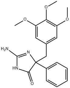 2-amino-5-phenyl-5-[(3,4,5-trimethoxyphenyl)methyl]-4,5-dihydro-1H-imidazol-4-one Struktur